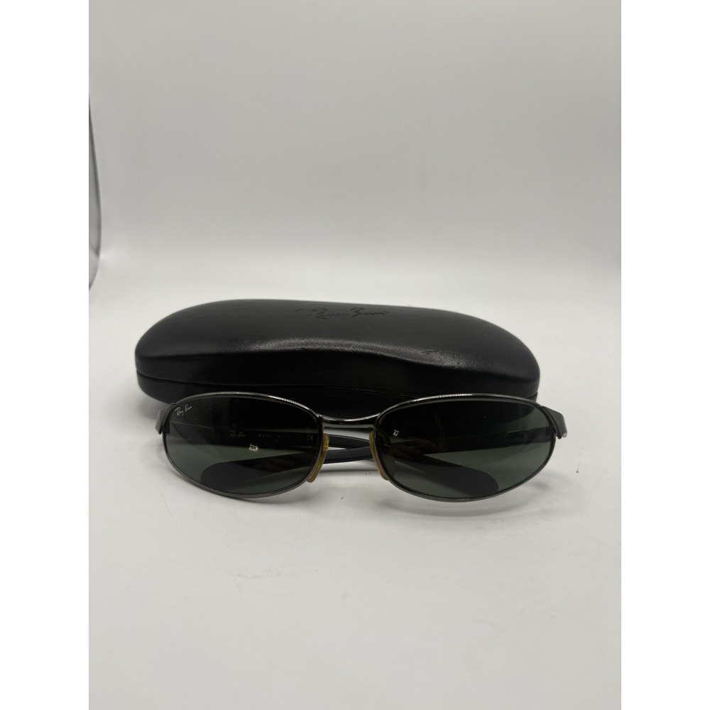 Vintage Ray Ban Oval Wrap Metal Sunglasses Flight Dark 00s With Case